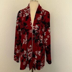 Multiples Dark Red Navy Jacket Topper Duster Large L